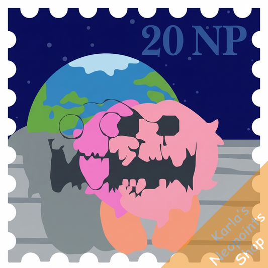 Double Printed Evil Fuzzle Stamp
