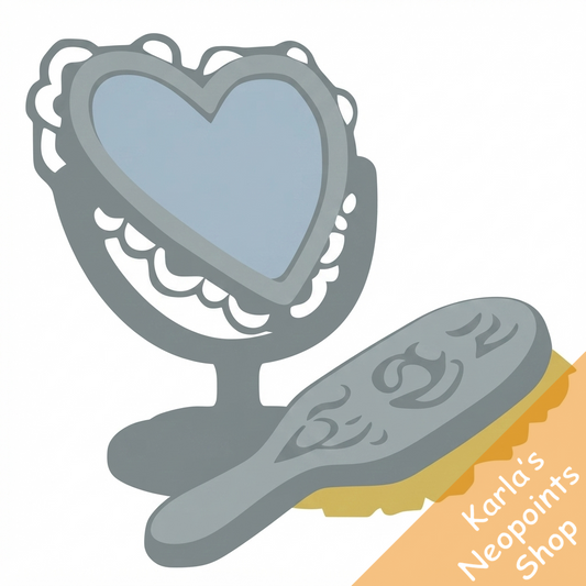 Fancy Silver Brush with Heart Mirror