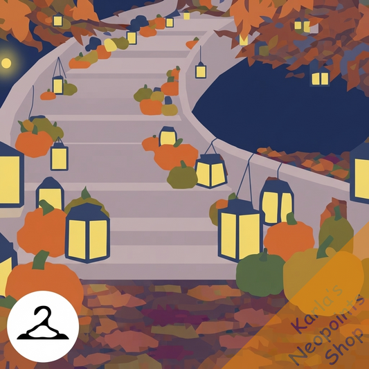 Lighted Autumn Staircase Background