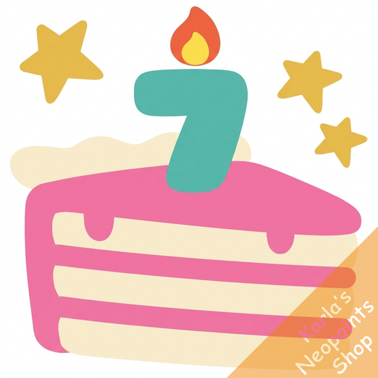 7th Birthday Cake Slice #1