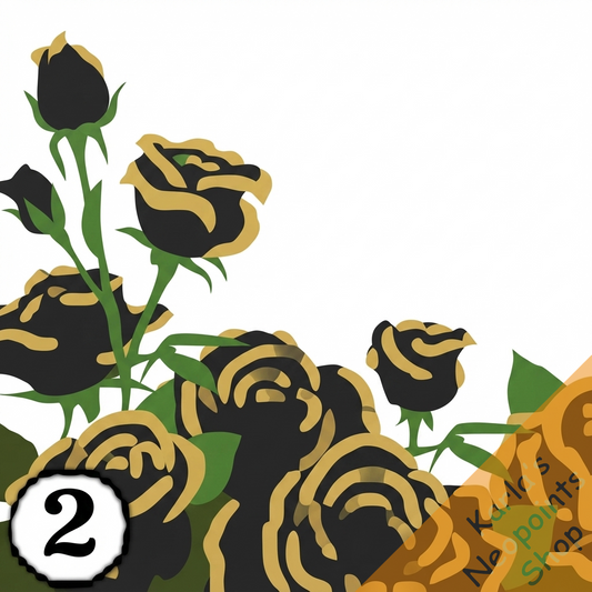 Dyeworks Black: Gold Trimmed Roses Foreground