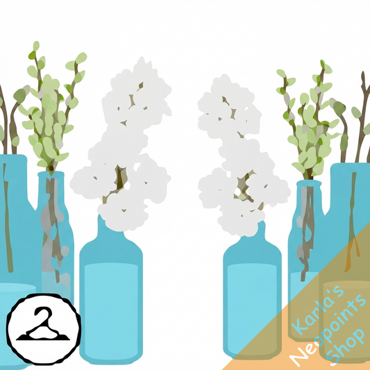 Dyeworks Blue: Rose Gold Vases with Flowers