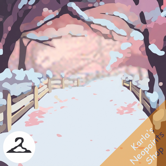 Snowy Path Along the Cherry Blossoms Background
