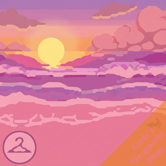 Pixel Romantic Beach Sunset Background