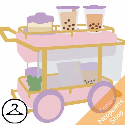Bustling Bubble Tea Drinks Cart