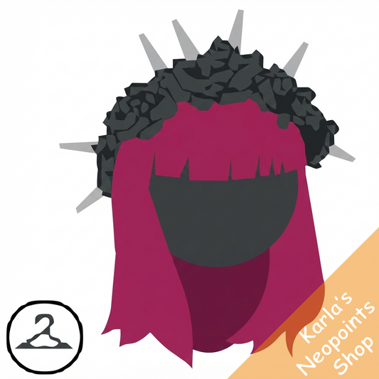 Deep Magenta Wig & Black Rose Crown