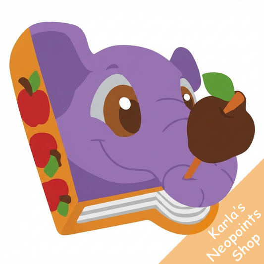 The Apple Loving Purple Elephante