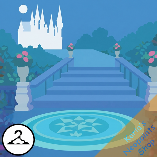 Midnight Castle Staircase Background